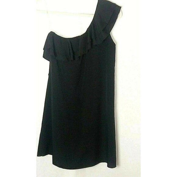 Guess One Shoulder Dress Medium Black Ruffle Party Special Occasion Date Night - Picture 1 of 7
